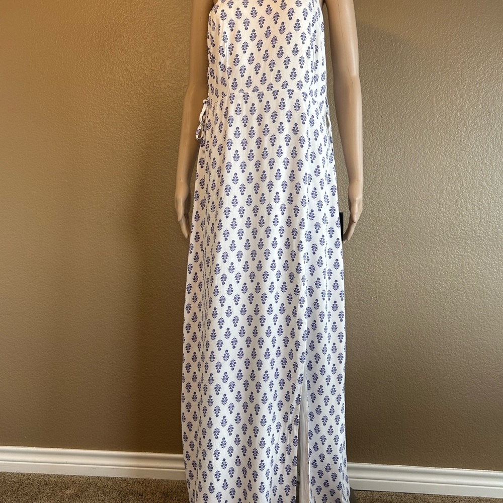 Lulus Women’s Maxi Dress With Purple Floral Pattern Side Ties Sz L NWT - Picture 2 of 12